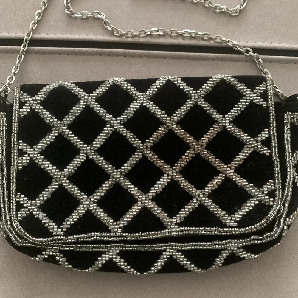 NWT H & M Black Beaded Shoulder Bag - Picture 10 of 17